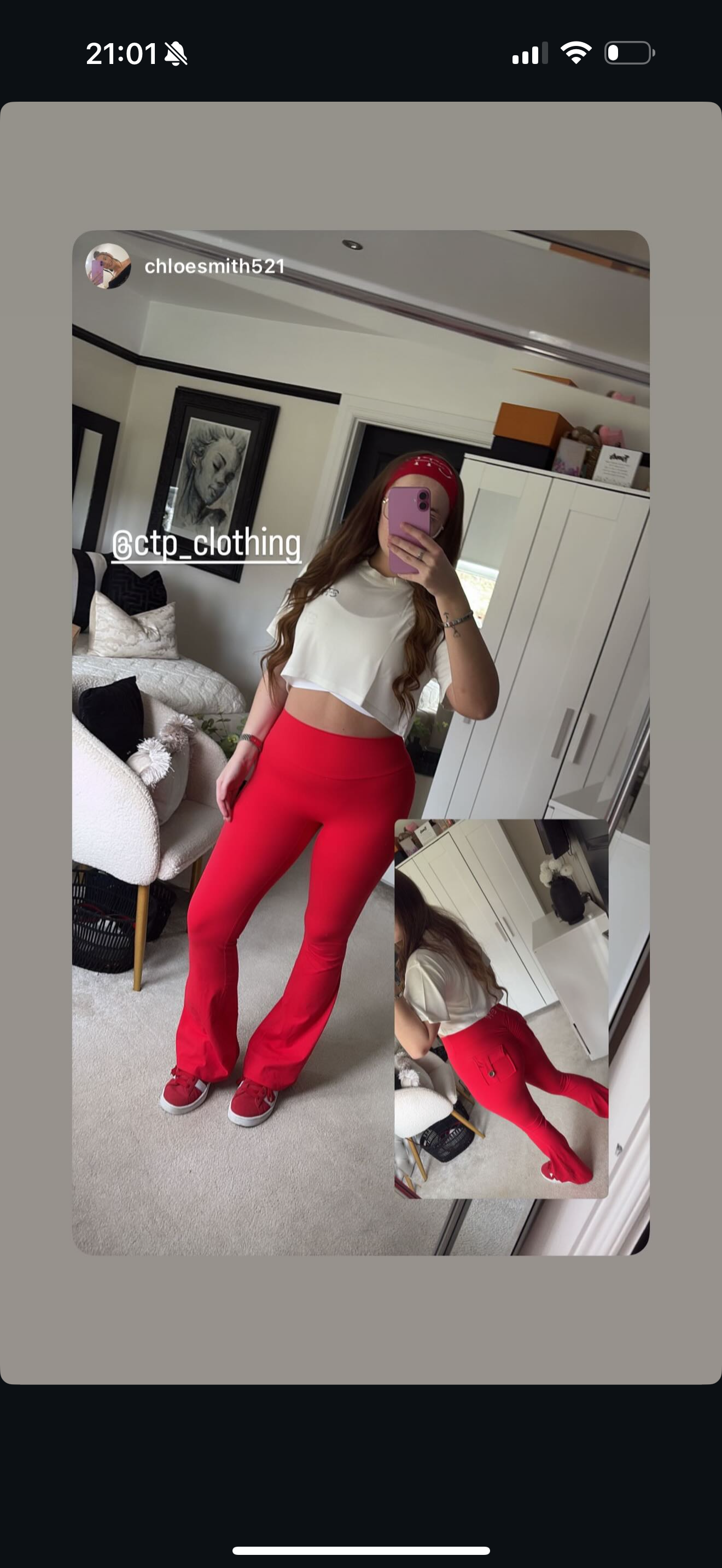 Red flared leggings